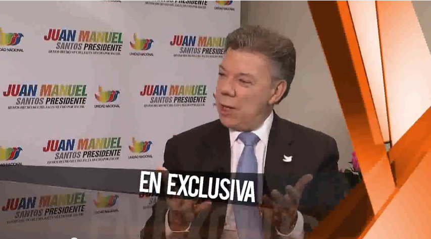El presidente de Colombia, Juan Manuel Santos, durante la entrevista con María Elvira Salazar
