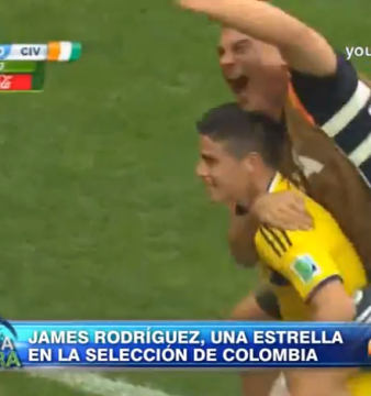 James Rodríguez celebrando un gol en el Mundial de Brasil.