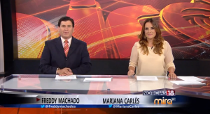 "Noticias 18" es conducido por Freddy Machado y Mariana Carlés.
