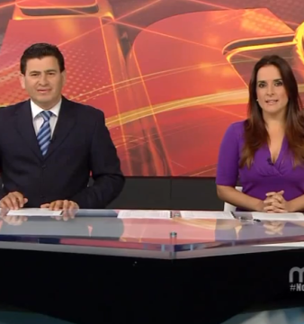Freddy Machado y Mariana Carlés durante la emisión de "Noticias 18" en Mira TV.